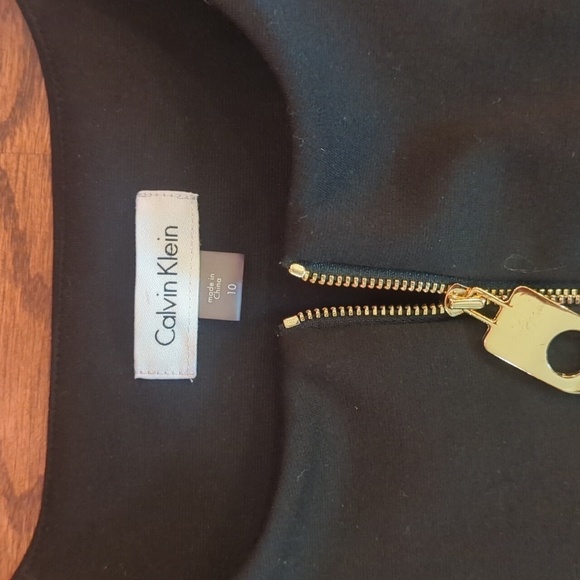 Calvin Klein navy/cream/red colorblock zip knit Office Siren sheath dress sz 10 - Picture 6 of 10